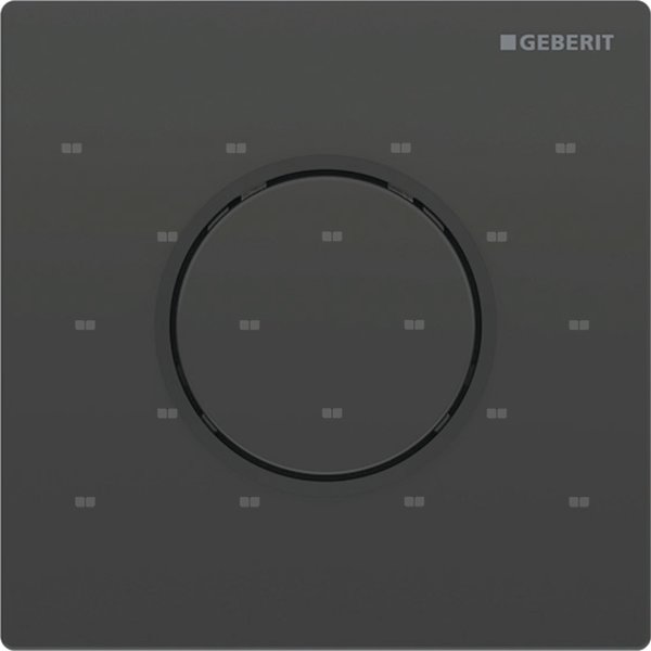 Przycisk uruchamiający Geberit typ 10 do zaworu spłukującego do pisuarów z pneumatycznym uruchamianiem spłukiwania, płyta i przycisk: czarne, pierścień ozdobny: czarny mat