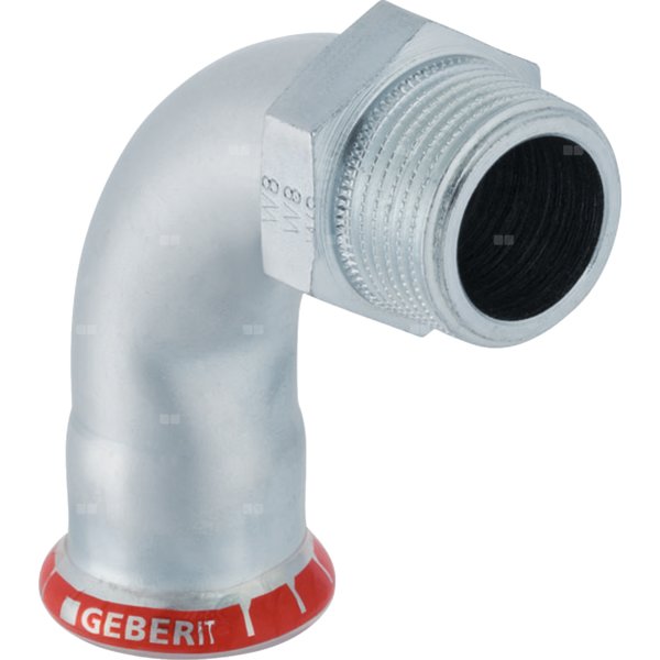 Kolano 90' GEBERIT Mapress C-Stahl przejściowe, stal (ocynk galwaniczny/elektrolityczny) (ocynk), 1/2'' x 18 mm (GZ x mufa zaprasowywana) z uszczelką