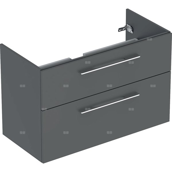 Szafka pod umywalkę meblową Geberit Selnova Square, slim, z dwoma szufladami: B=98.8cm, Szerokość umywalki=100cm, H=63.5cm, T=50.2cm, Lava / Lakierowany matowy
