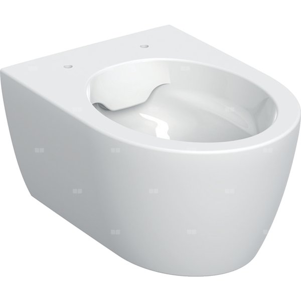 Wisząca miska WC Geberit iCon, lejowa, krótka, ukryte mocowania, Rimfree: T=49cm, Biały