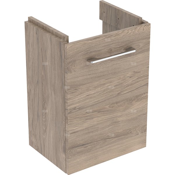 Dolna szafka pod umywalkę kompaktową Geberit Selnova Square, z jednymi drzwiami: Szerokość umywalki=45cm, Orzech włoski hickory