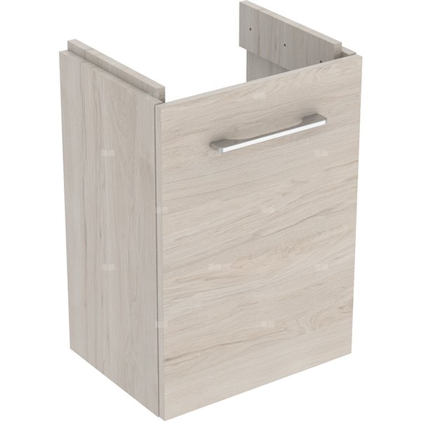 Dolna szafka pod umywalkę kompaktową Geberit Selnova Square, z jednymi drzwiami: Szerokość umywalki=45cm, Orzech włoski hickory jasny