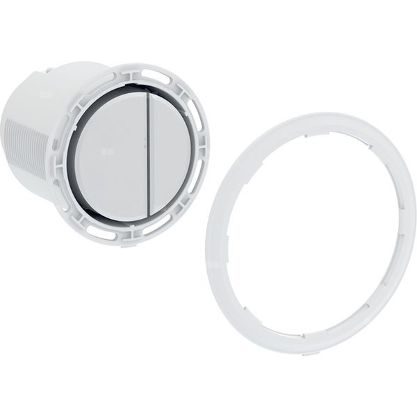 Przycisk Geberit do zdalnego uruchamiania spłukiwania typ 01, pneumatyczny, okrągły, do spłukiwania dwudzielnego: Chrom matowy / Z powłoką easy-to-clean