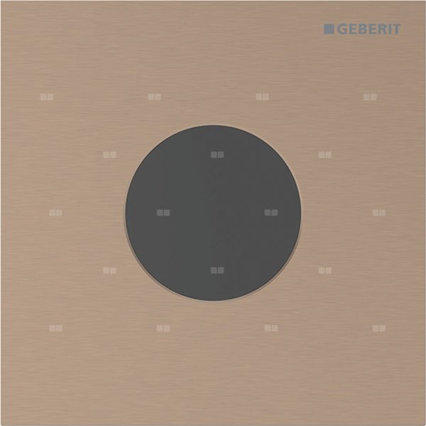 Elektroniczny zawór spłukujący Geberit do pisuaru, zasilanie 230V, Typ 40, stal czerwone złoto, okrągły