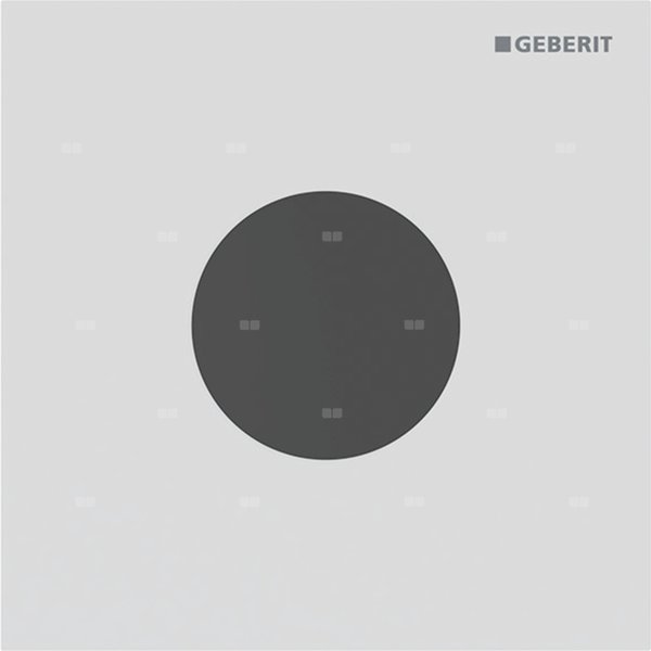 Elektroniczny zawór spłukujący Geberit do pisuaru, zasilanie 230V, Typ 40, stal nierdzewna biały mat, okrągły