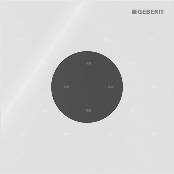 Elektroniczny zawór spłukujący Geberit do pisuaru, zasilanie 230V, Typ 40, szkło białe, okrągły