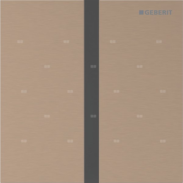 Elektroniczny zawór spłukujący Geberit do pisuaru, zasilanie 230V, Typ 40, stal czerwone złoto, prostokątny