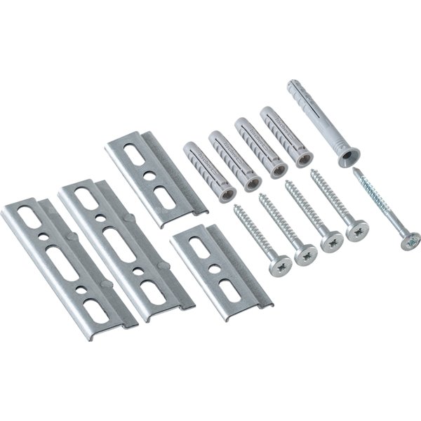 Zestaw montażowy Geberit (2 płytki ścienne, 4 kołki rozporowe, 4 śruby łączące do szafki bocznej + 1 kołek szybkiego montażu)