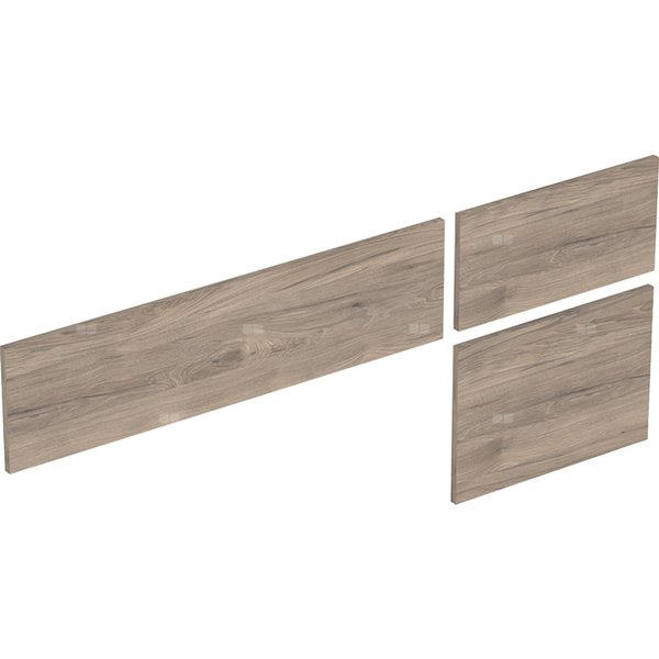 Zestaw frontów szuflad (3 szt.) do dolnej szafki pod umywalkę stawianą na blat variform GEBERIT, kol. orzech włoski hickory melamina, struktura drewna szer.1350 mm