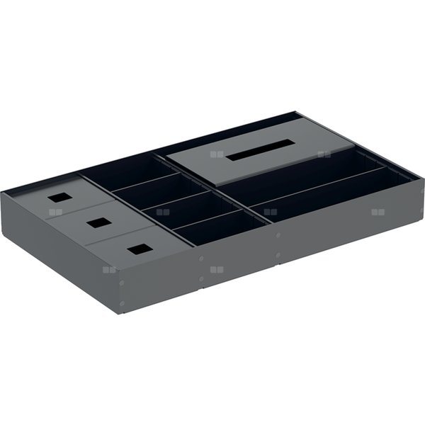Przegródka do szuflady do szafki pod umywalkę Geberit ONE, sześć otwartych i cztery zamknięte przegródki