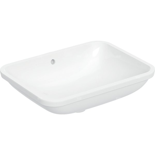 Umywalka podblatowa Geberit VariForm, prostokątna: B1=49.5cm, Otwór na baterię=Bez, Przelew=widoczny, symetryczny, biały