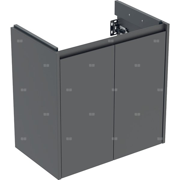 Szafka pod umywalkę Geberit Selnova Compact, z dwoma drzwiami: 59.1x60.6x36.4cm, Szerokość umywalki=65cm, lava / lakierowany jedwabny mat