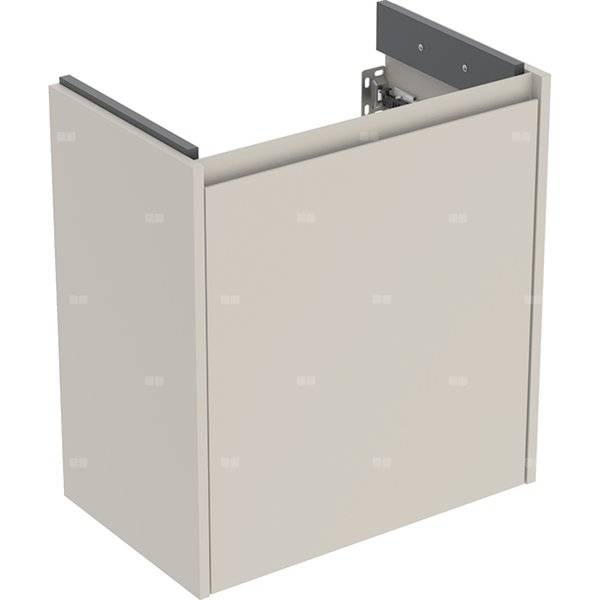Szafka pod umywalkę Geberit Selnova Compact, z jednymi drzwiami: 55x60.6x33.7cm, Szerokość umywalki=60cm, piaskowoszary / lakierowany jedwabny mat