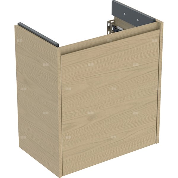 Szafka pod umywalkę Geberit Selnova Compact, z jednymi drzwiami: 55x60.6x33.7cm, Szerokość umywalki=60cm, dąb naturalny / melaminowa struktura drewna