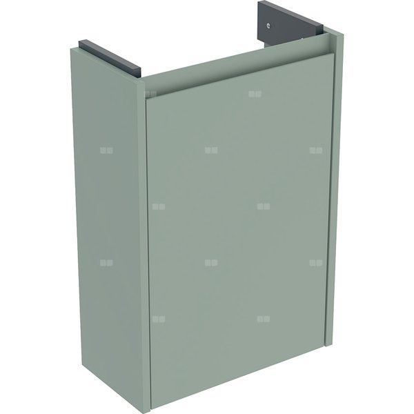 Szafka pod małą umywalkę Geberit Selnova Compact, z jednymi drzwiami, krótka: 41.2x60.5x20.1cm, Szerokość umywalki=45cm, szałwiowozielony / lakierowany jedwabny mat