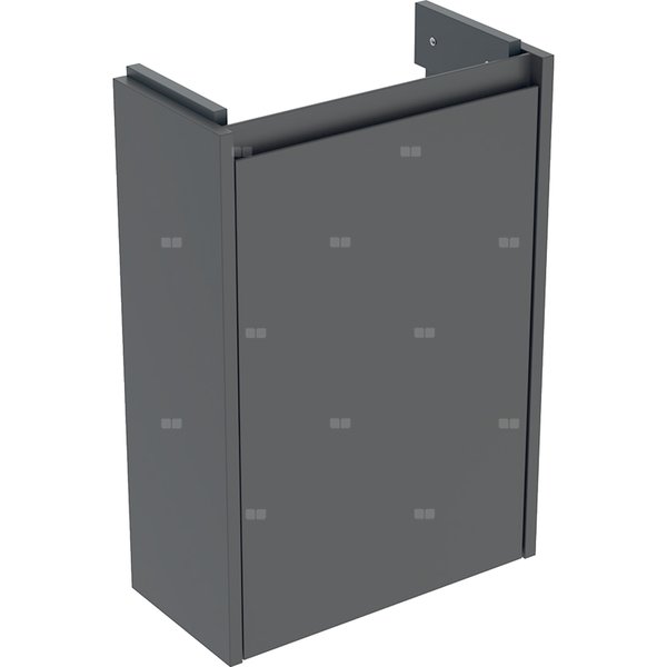 Szafka pod małą umywalkę Geberit Selnova Compact, z jednymi drzwiami, krótka: 41.2x60.5x20.1cm, Szerokość umywalki=45cm, lava / lakierowany jedwabny mat