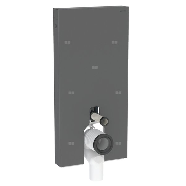 Moduł sanitarny Geberit Monolith Plus do stojącej miski WC, 101 cm, obudowa przednia ze szkła: Front: czarny / szkło satynowane, Obudowa boczna: czarny / aluminium szczotkowane