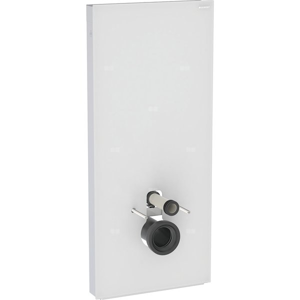 Moduł sanitarny Geberit Monolith do wiszącej miski WC, 114 cm, obudowa przednia ze szkła: Front: biały / szkło satynowane, Obudowa boczna: aluminium szczotkowane