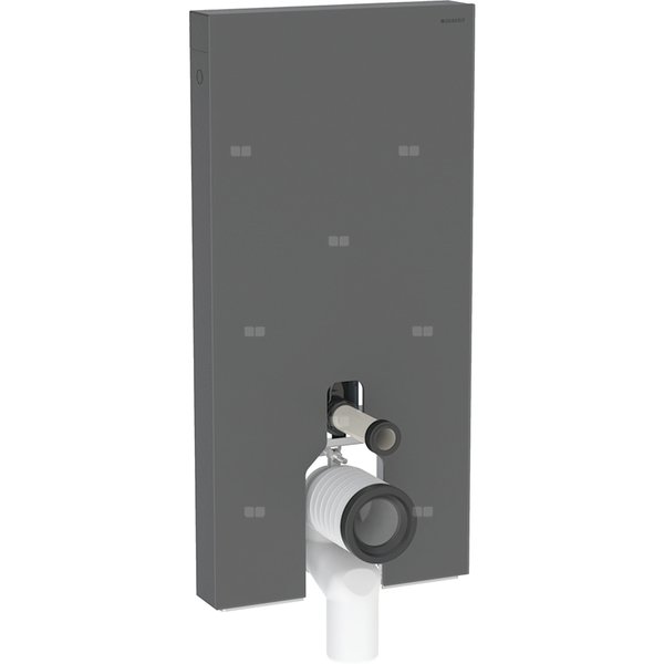 Moduł sanitarny Geberit Monolith do stojącej miski WC, 101 cm, obudowa przednia ze szkła: Front: czarny / szkło satynowane, Obudowa boczna: czarny / aluminium szczotkowane