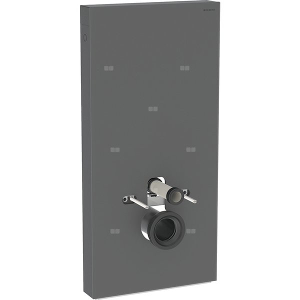 Moduł sanitarny Geberit Monolith do wiszącej miski WC, 101 cm, obudowa przednia ze szkła: Front: czarny / szkło satynowane, Obudowa boczna: czarny / aluminium szczotkowane