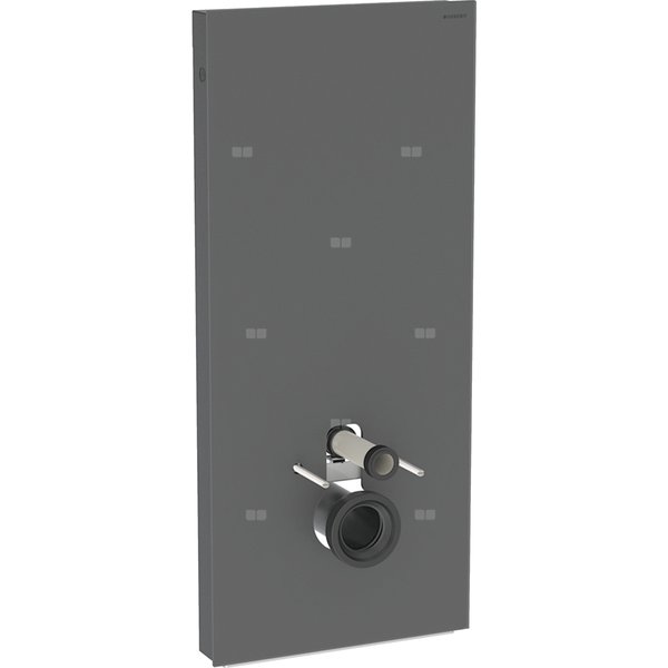 Moduł sanitarny Geberit Monolith Plus do wiszącej miski WC, 114 cm, obudowa przednia ze szkła: Front: czarny / szkło satynowane, Obudowa boczna: czarny / aluminium szczotkowane