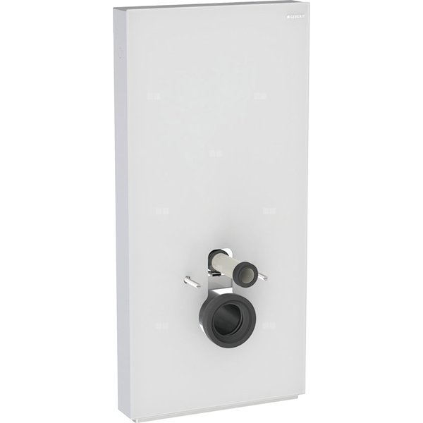 Moduł sanitarny Geberit Monolith Plus do wiszącej miski WC, 101 cm, obudowa przednia ze szkła: Kolor podświetlenia=2200-4000K, Front: biały / szkło satynowane, Obudowa boczna: aluminium szczotkowane