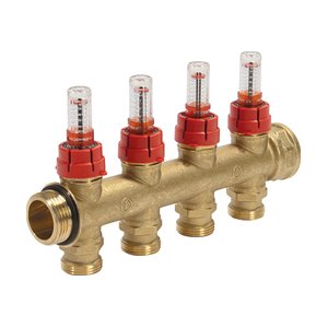 MODUŁ ZASILANIA 2 OBWODY DO ROZDZIELACZA SEGMENTOWEGO Z REGULACJĄ I PRZEPŁYWOMIERZAMI 0,5 ÷ 5 l/min G. EUROCONO 1" x ¾”E /2