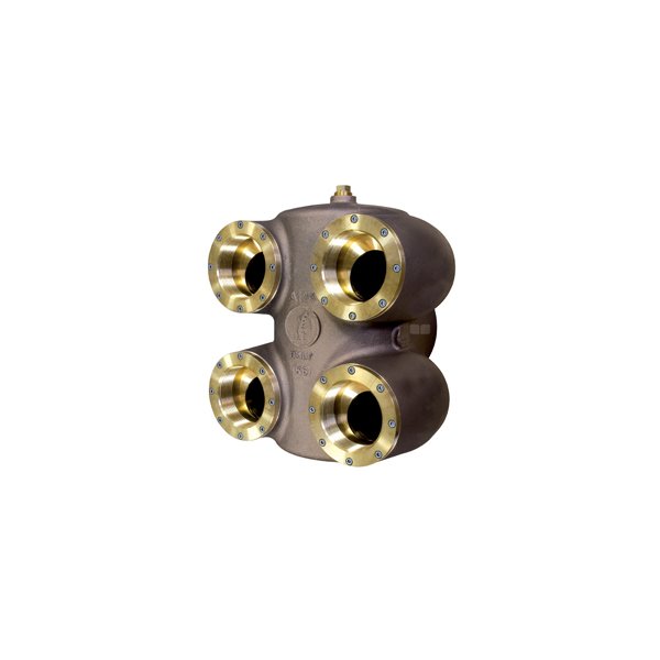 P.POŻ. ROZDZIELACZ RÓWNOPRZELOTOWY PRZYŁĄCZA STRAŻACKIEGO Z TYLNYM WYLOTEM I WLOTEM TYPU KLAPOWEGO SNOOT, BRĄZ 6" NPT x 3" NPT /4