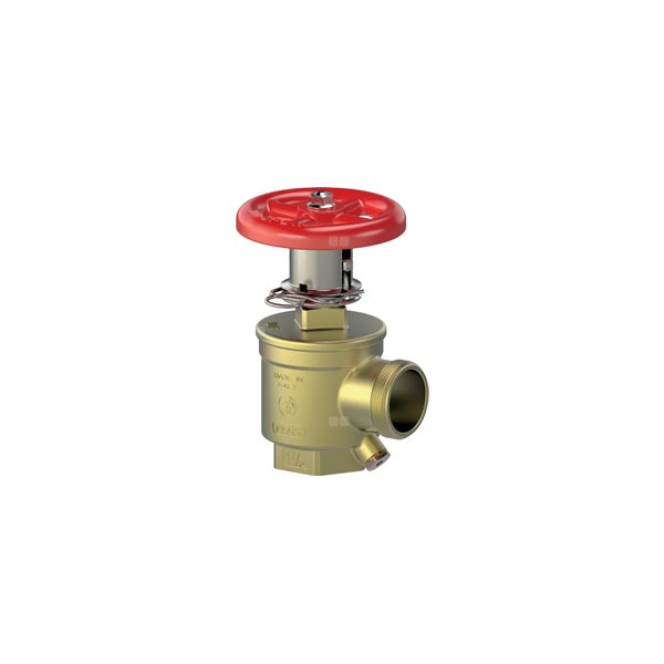 P.POŻ. ZAWÓR HYDRANTOWY KĄTOWY OGRANICZAJĄCY CIŚNIENIE ZE ZŁĄCZEM POMIAROWYM GWINT ZEWN. I WEWN. DO ZESTAWÓW WĘŻA STRAŻACKIEGO, MOSIĄDZ 1 1/2'' NPT GW x 1 1/2'' NPSH GZ