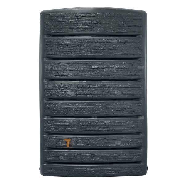 Zbiornik na wodę deszczową ExtraSlim Stone Decor, 400l, ciemny grafit z kranem Aqua Quick