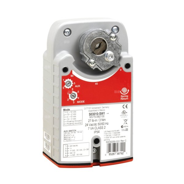 Siłownik do przepustnic, 5 Nm, 2 pkt., 230Vac, ze spręż. powrotną