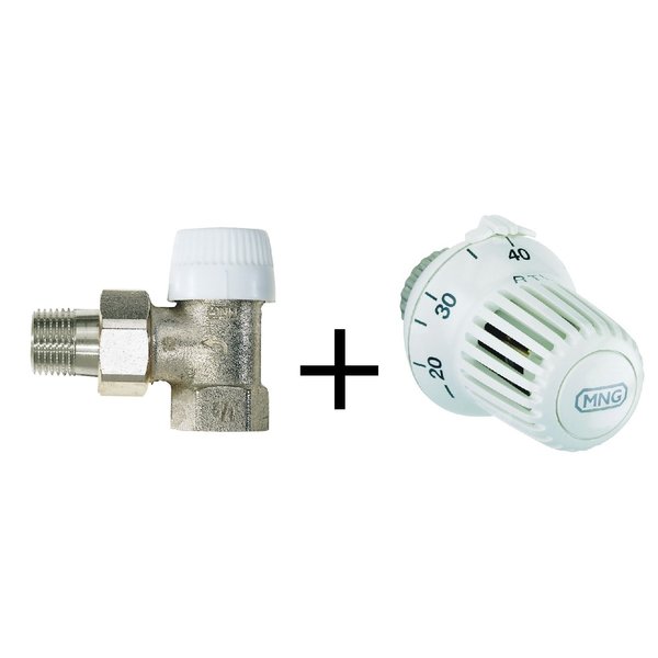 Zestaw do ogrzewania podłogowego: głowica RTL, zawór kątowy 1/2" z wkładką UBG
