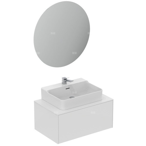 Pakiet mebli 802x505x591 mm, wylewka 132 mm Spód szlifowany 5 l/min (3 bar), 1 otwór na baterię, z przelewem, z korkiem - CONCA