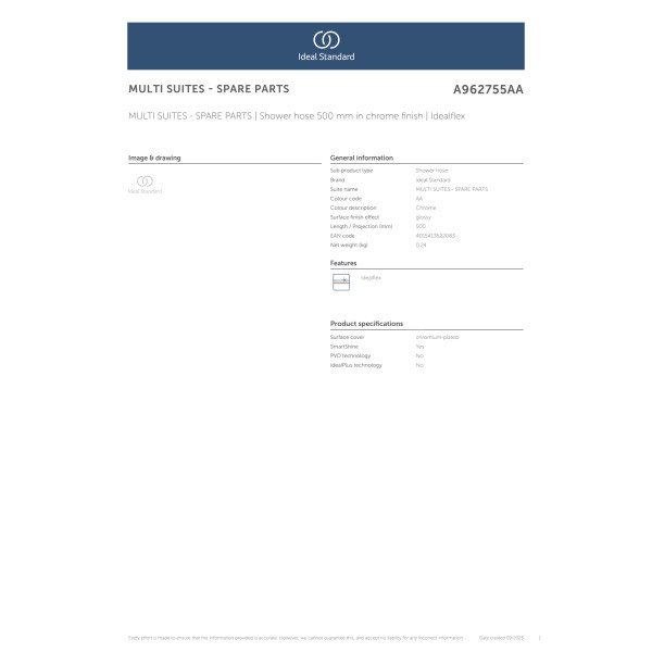 Wąż prysznicowy 500 mm - MULTI SUITES - SPARE PARTS
