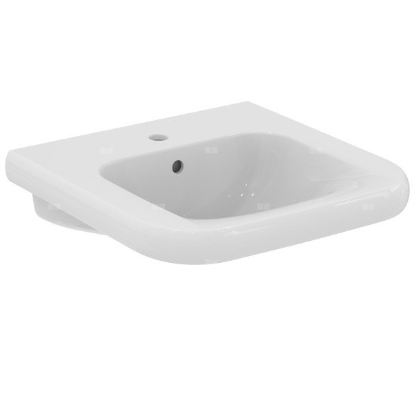 Umywalka 550x545x195 mm, 1 otwór na baterię, z przelewem - CONTOUR 21+