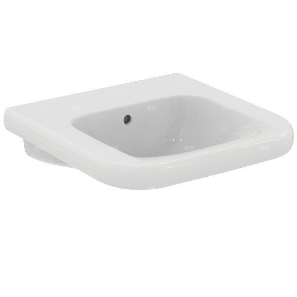 Umywalka 550x545x195 mm, bez otworu na baterię, z przelewem - CONTOUR 21+