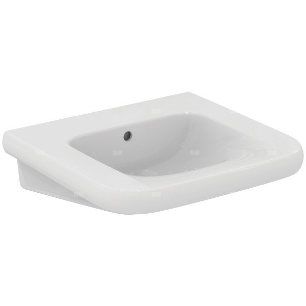 Umywalka 600x555x175 mm, bez otworu na baterię, z przelewem - CONTOUR 21+