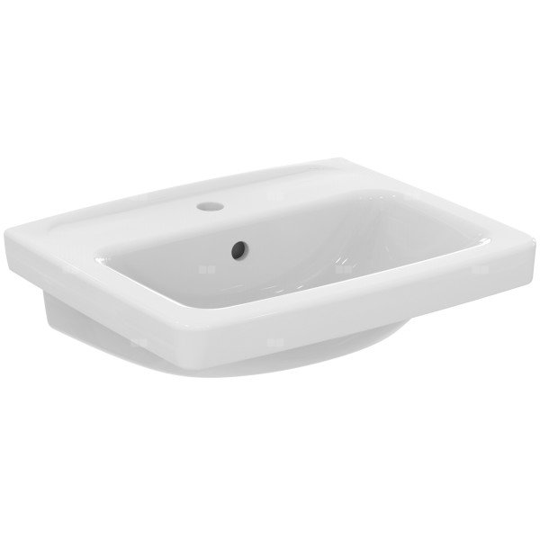 Umywalka 550x440x165 mm, 1 otwór na baterię, z przelewem - EUROVIT