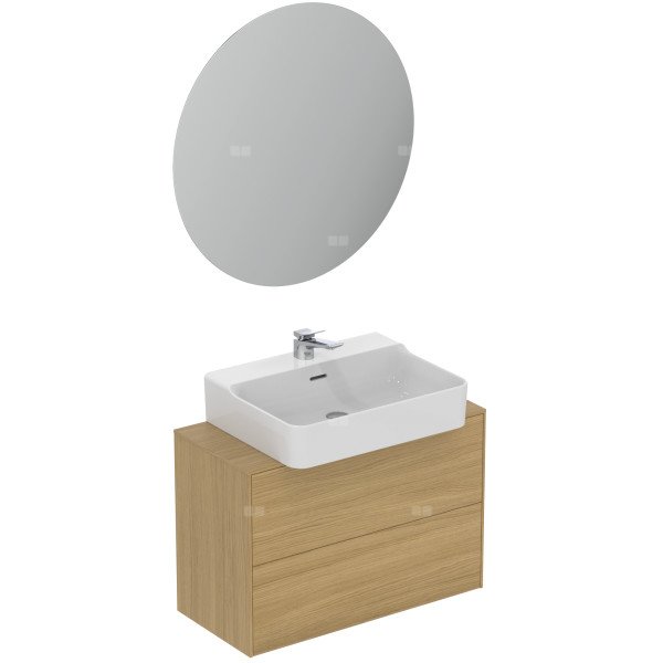 Pakiet mebli 802x450x675 mm, wylewka 132 mm 5 l/min (3 bar), 1 otwór na baterię, z przelewem, z korkiem - CONCA
