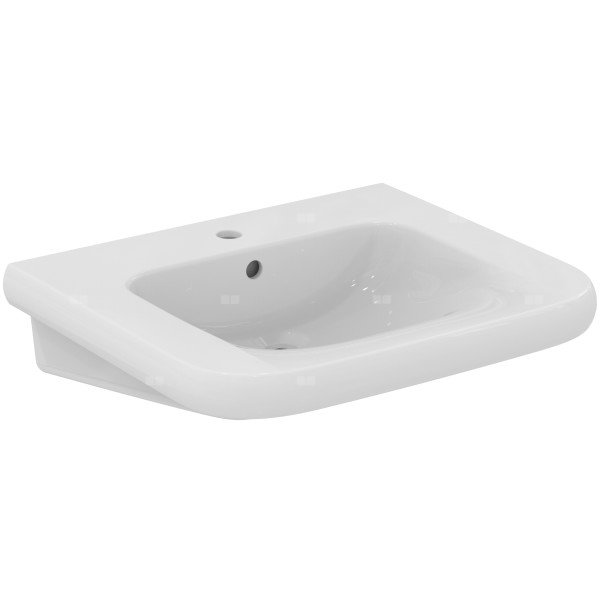 Umywalka 650x555x175 mm, 1 otwór na baterię, z przelewem - CONTOUR 21+
