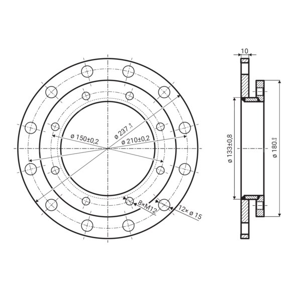 Redukcja 210/150 do montażu grzałki we flanszy