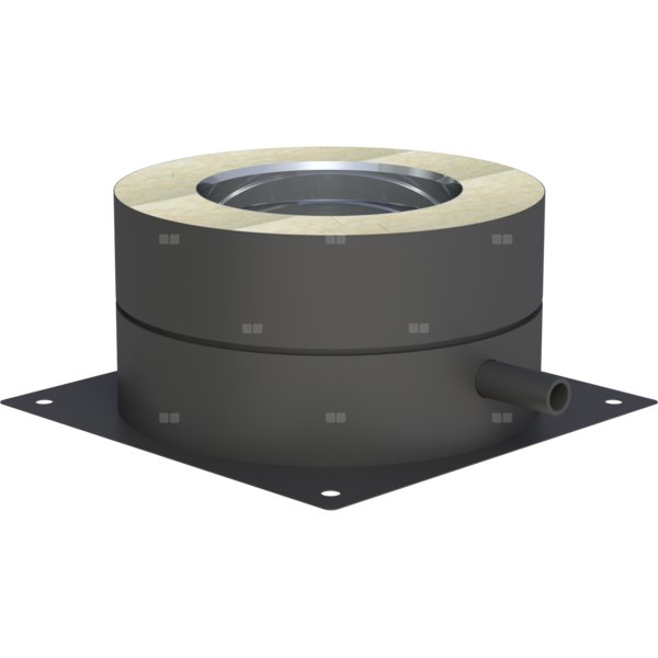 Płyta fundamentowa fi 130mm z odpływem skroplin w bok lakierowana na czarno w bok lakierowana na czarno