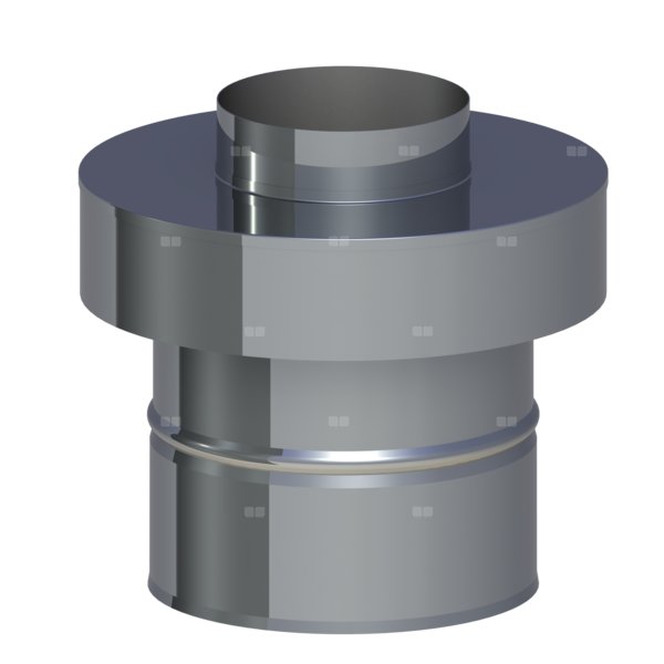 Zakończenie pionowe systemu TWIN JEREMIAS 360-TWIN35B stal nierdzewna fi 130/180 mm, dł. 250 mm, kolor wysoki połysk