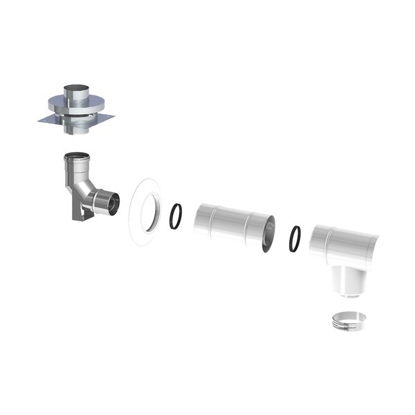 Pakiet powietrzno spalinowy w szacht fi80/125 dla kotłów De Dietrich MCR, BAXI DUO TEC COMPACT