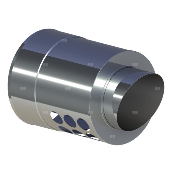 Zakończenie poziome systemu TWIN JEREMIAS 360-TWIN35 stal nierdzewna fi 130/180 mm, dł. 250 mm, kolor wysoki połysk