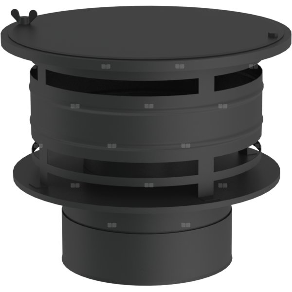 Zakończenie komina fi150mm z osłoną przeciwwietrzną lakierowane na czarno