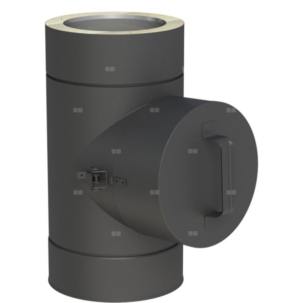 Element rewizyjny fi150mm z wyjściem okrągłym T120 st. C / P1 lakierowany na czarno