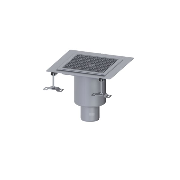 Wpust Ferrofix 185, odpływ pionowy, 300x300, ruszt kratowy M125, kołnierz 15mm do uszczelnień płynnych