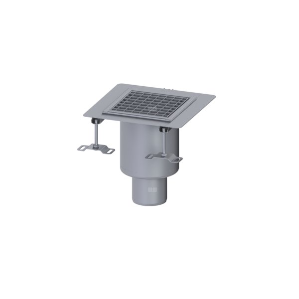 Wpust Ferrofix 185, odpływ pionowy, 230x230, ruszt kratowy M125, kołnierz 6mm do uszczelnień płynnych