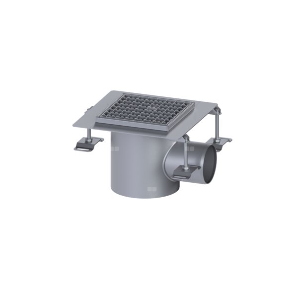 Wpust Ferrofix 185, odpływ boczny, 206x206, ruszt kratowy M125, kołnierz 15mm do uszczelnień płynnych